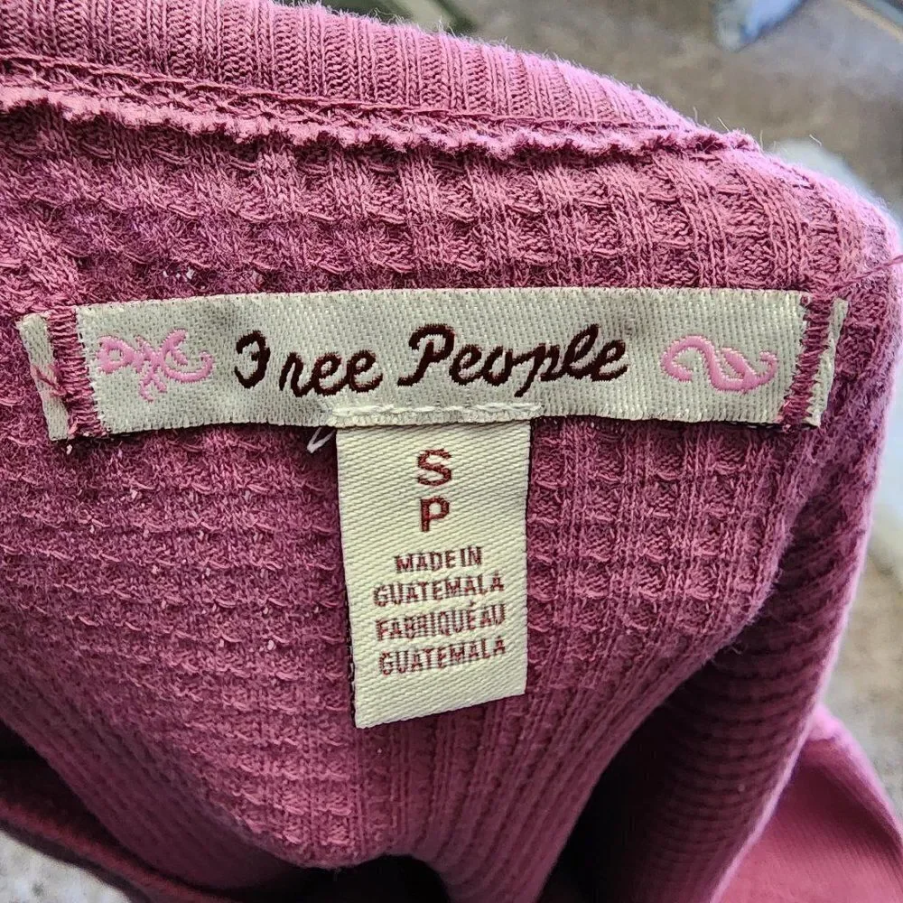 Free People 💯 Cotton Santa Clara Oversized Thermal Top in Mulberry